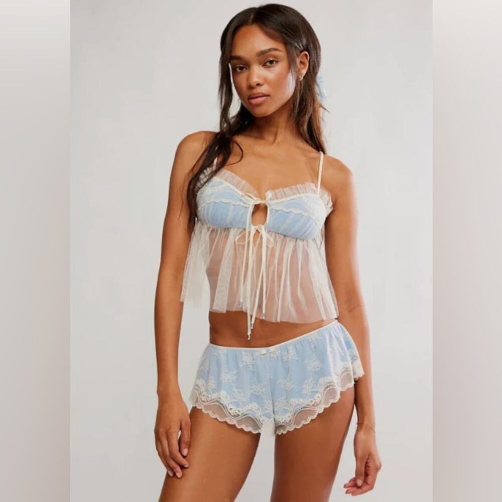 Free People x Intimately Night Call Boudoir Set in Blue xl